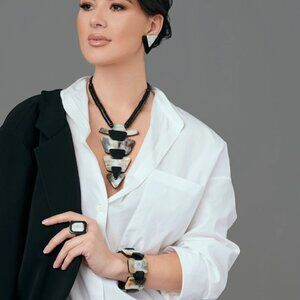 Buffalo horn pendant Large necklace, Horn necklace